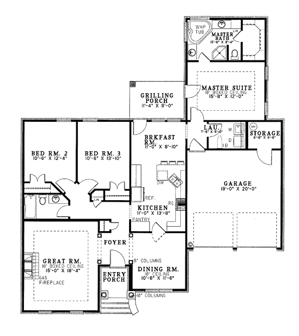 One-Story Ranch Level One of Plan 82012