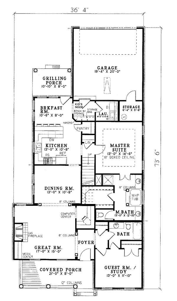 Colonial Farmhouse Traditional Level One of Plan 82014