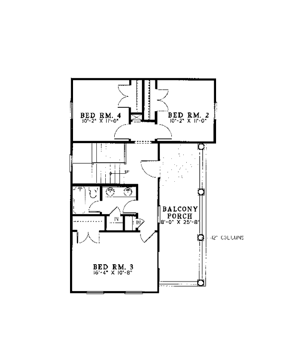 Colonial Farmhouse Southern Level Two of Plan 82015