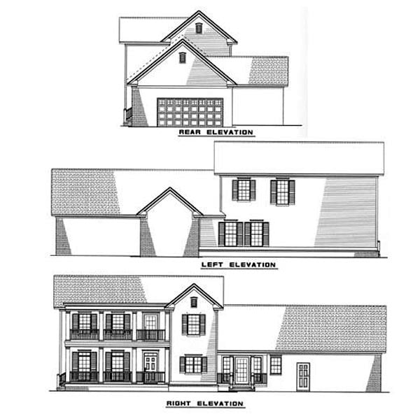 Colonial Farmhouse Southern Rear Elevation of Plan 82015