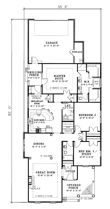 House Plan 82016 First Level Plan