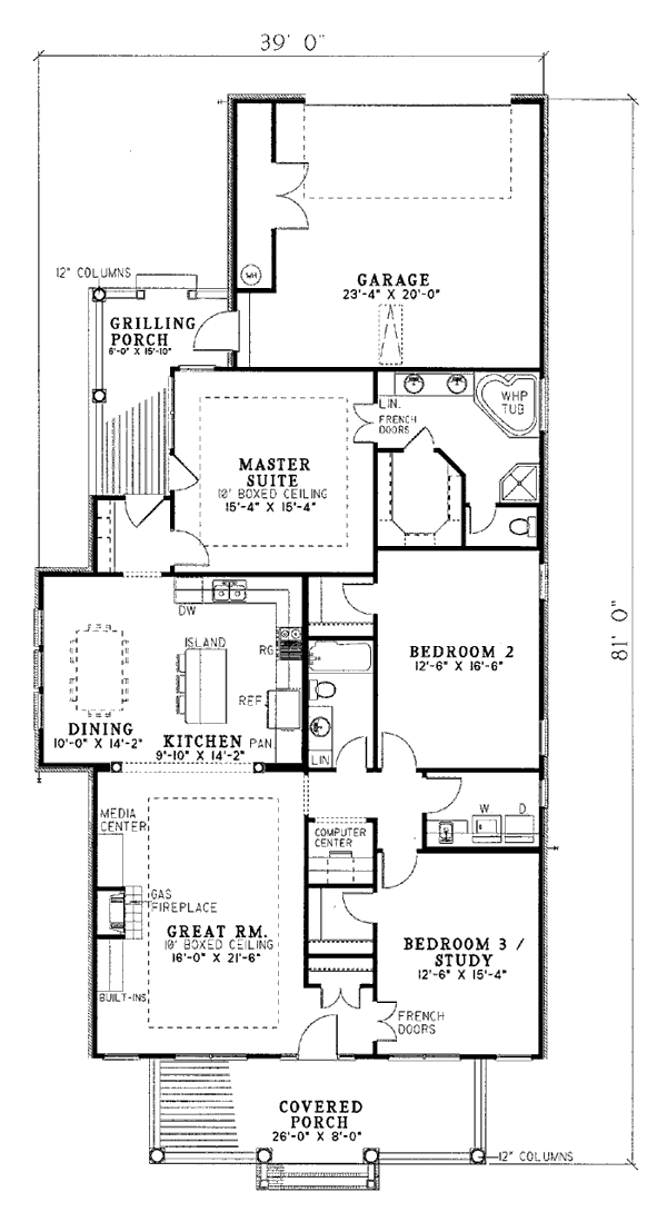 Cape Cod, Country House Plan 82017 with 3 Beds, 2 Baths, 2 Car Garage Level One