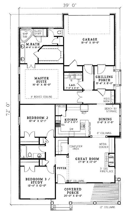 House Plan 82019 First Level Plan