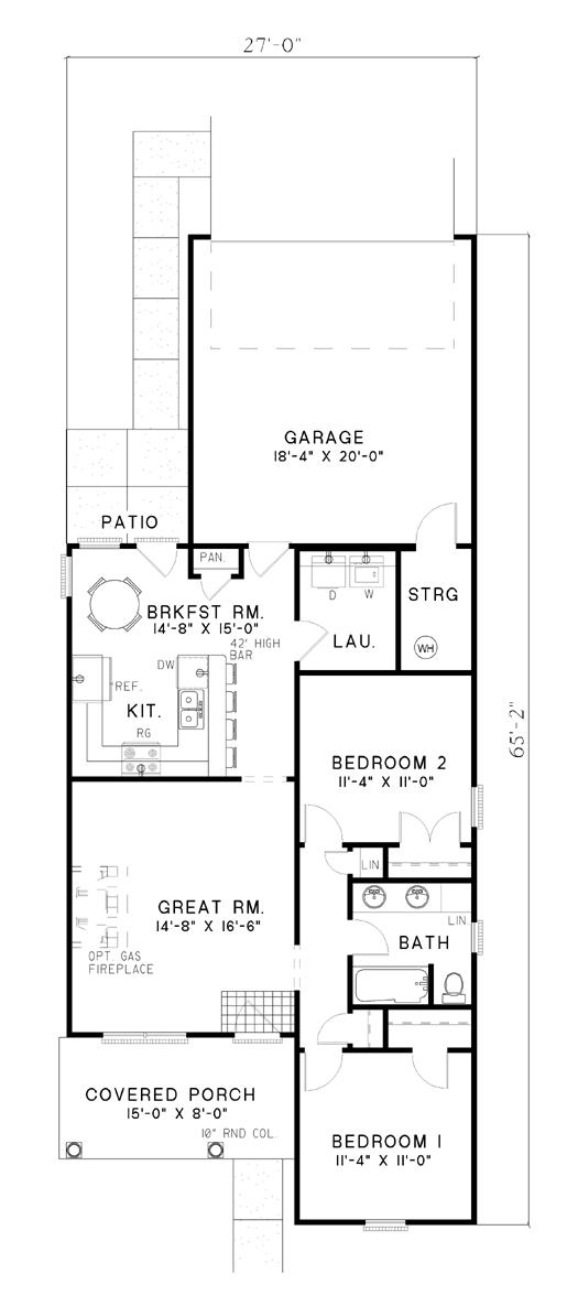 Cape Cod, Country House Plan 82029 with 2 Beds, 1 Baths, 2 Car Garage Level One
