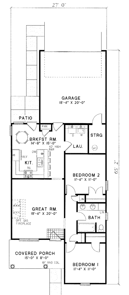 Cape Cod, Country House Plan 82029 with 2 Beds, 1 Baths, 2 Car Garage First Level Plan