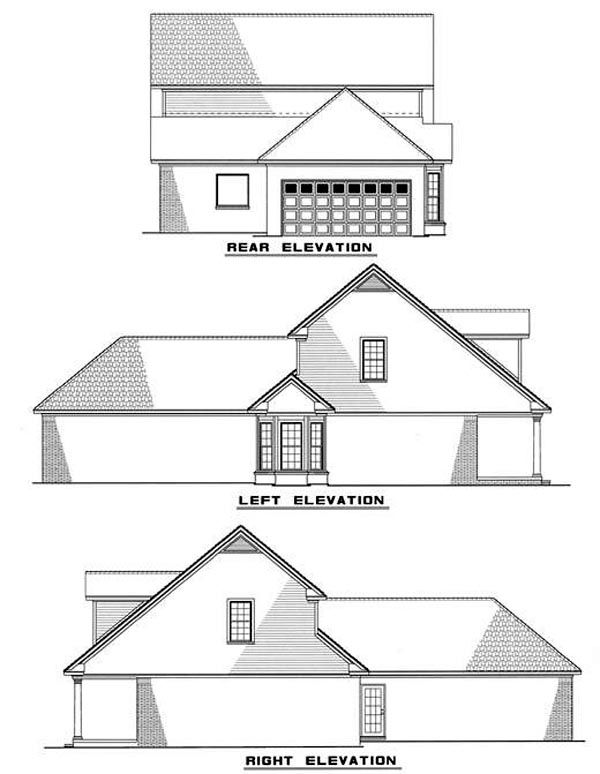 Cape Cod Country Rear Elevation of Plan 82030