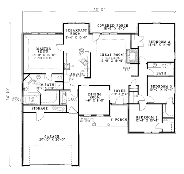 One-Story Ranch Level One of Plan 82034