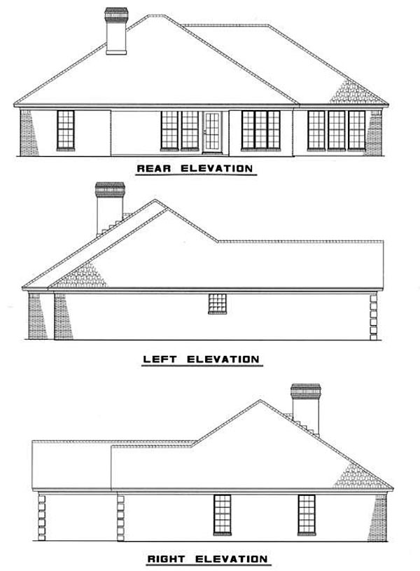 One-Story Ranch Rear Elevation of Plan 82034