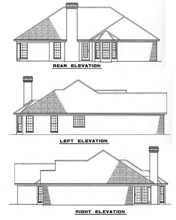 Traditional Rear Elevation of Plan 82038