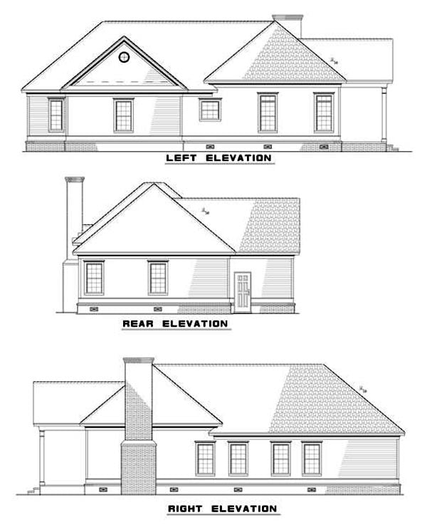 Colonial European Rear Elevation of Plan 82040