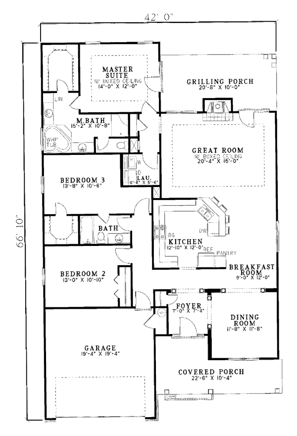 One-Story Ranch Level One of Plan 82041