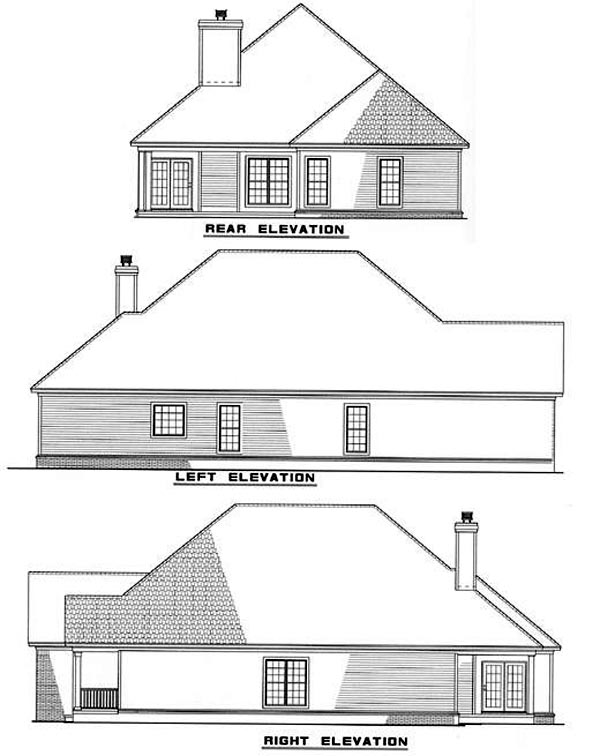 One-Story Ranch Rear Elevation of Plan 82041