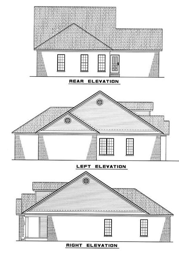 Country Rear Elevation of Plan 82042
