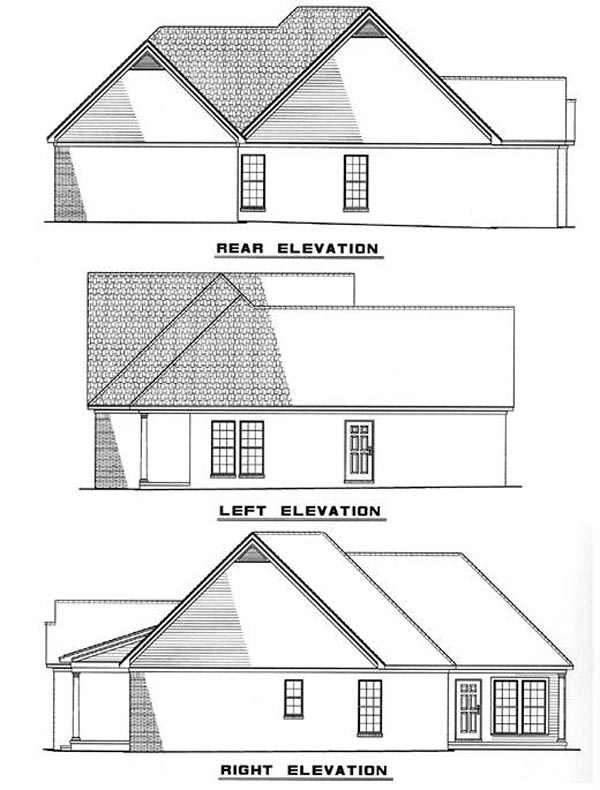 Country Rear Elevation of Plan 82045