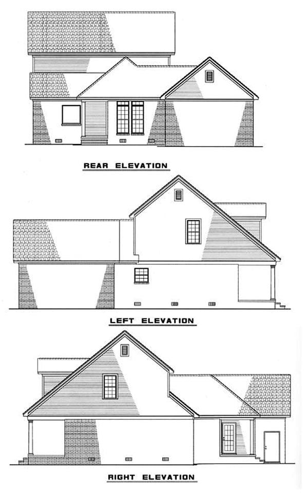 Cape Cod Country Rear Elevation of Plan 82046