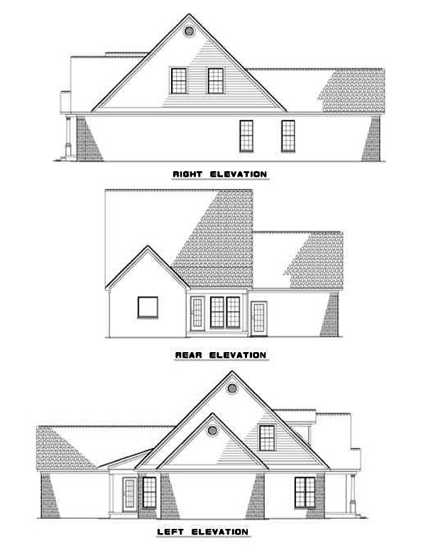 Country Rear Elevation of Plan 82047