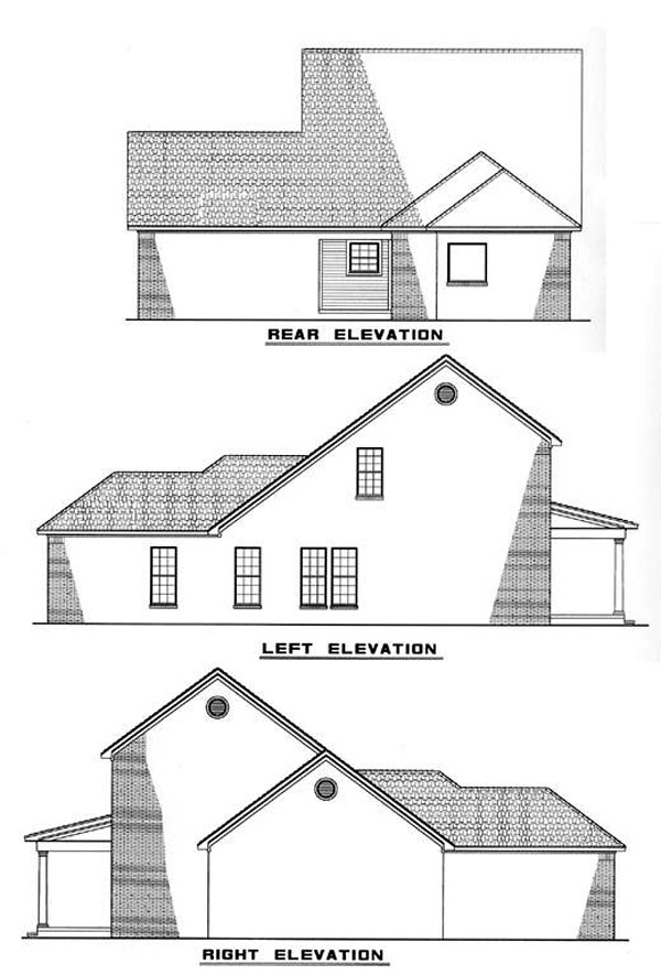 Colonial Country Rear Elevation of Plan 82048