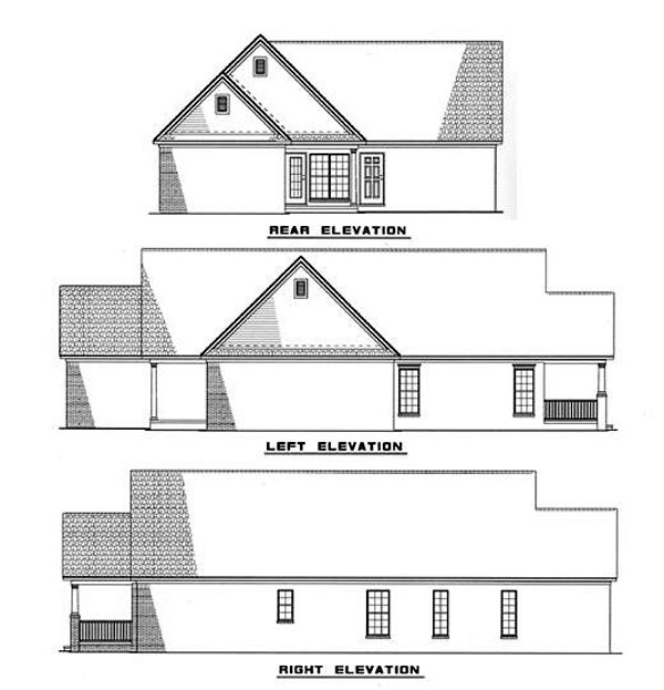 One-Story Ranch Rear Elevation of Plan 82049