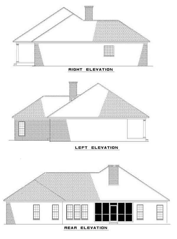 Colonial Rear Elevation of Plan 82050