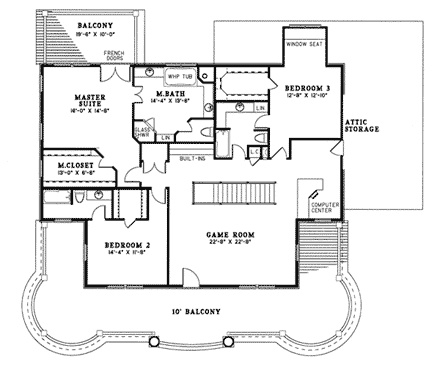 House Plan 82054 Second Level Plan