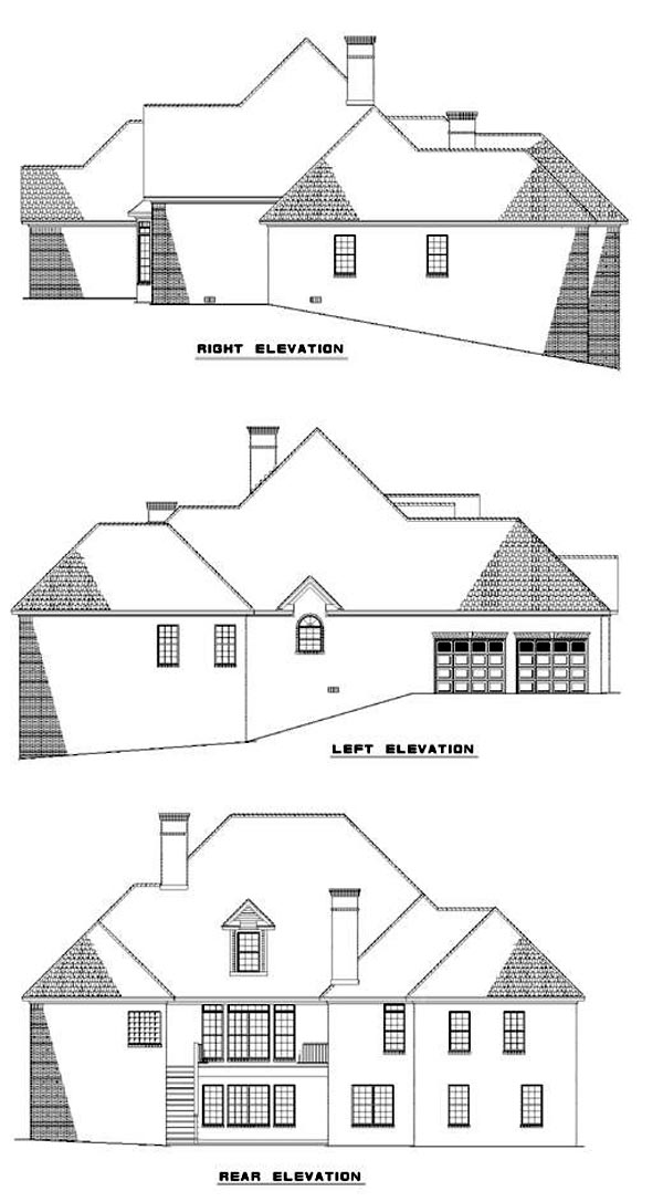 European Rear Elevation of Plan 82055