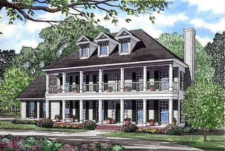 Colonial Southern Elevation of Plan 82061