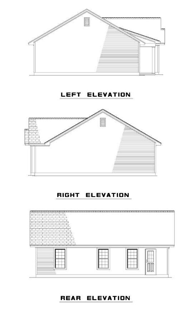Cabin Country One-Story Ranch Rear Elevation of Plan 82064