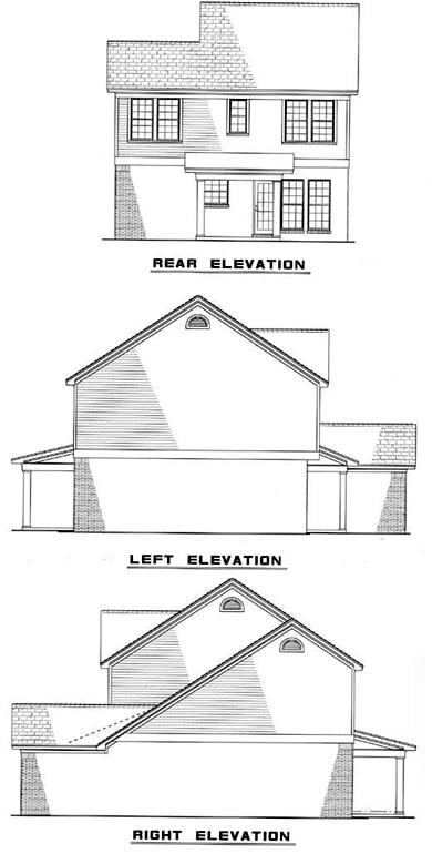 Colonial Country Narrow Lot Traditional Rear Elevation of Plan 82065