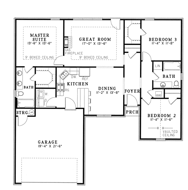 One-Story Traditional Level One of Plan 82067