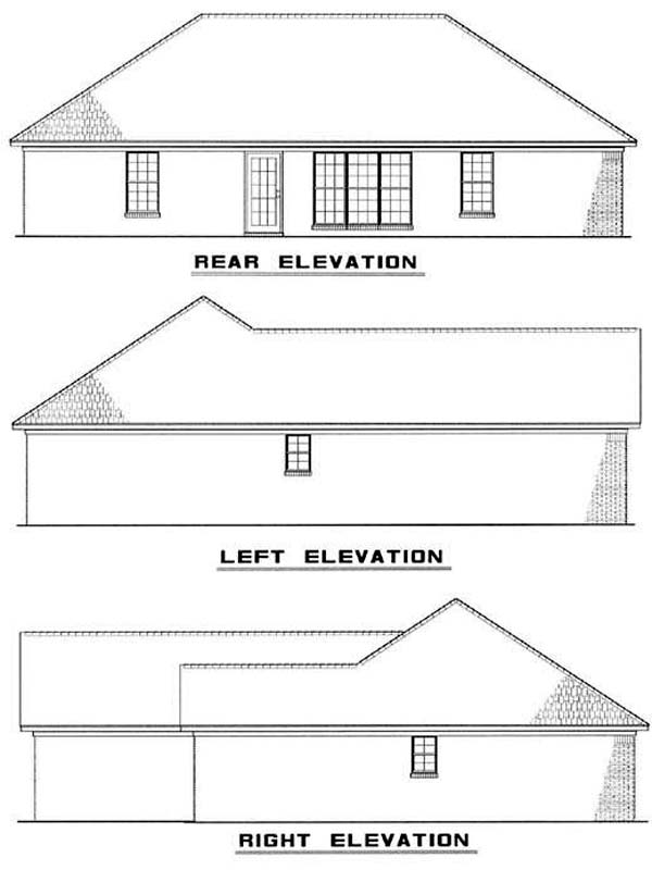 One-Story Traditional Rear Elevation of Plan 82067