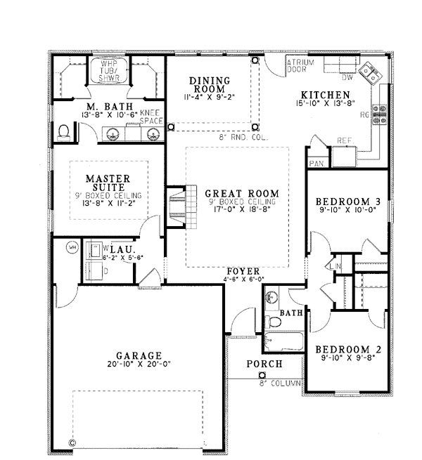 One-Story Traditional Level One of Plan 82068