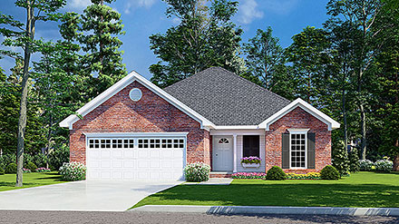 One-Story Traditional Elevation of Plan 82068