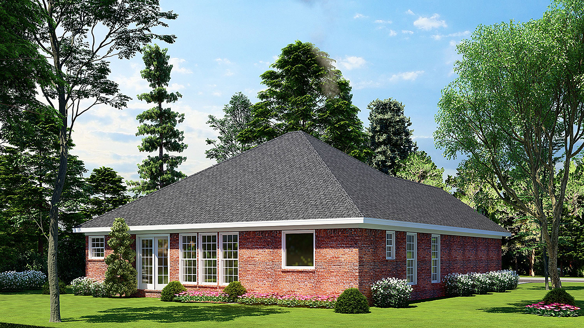 One-Story Traditional Rear Elevation of Plan 82068