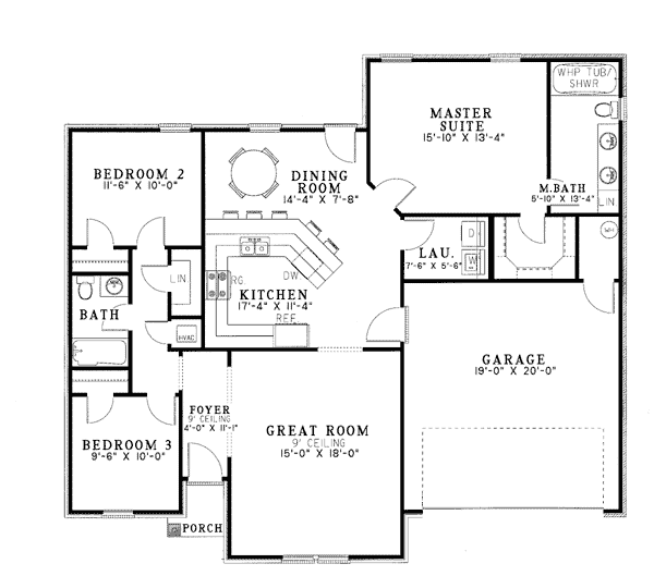 One-Story Traditional Level One of Plan 82069