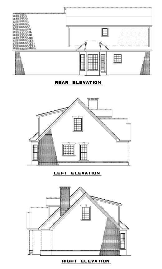 Cape Cod Rear Elevation of Plan 82071