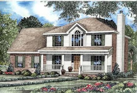 Colonial Country Southern Elevation of Plan 82073