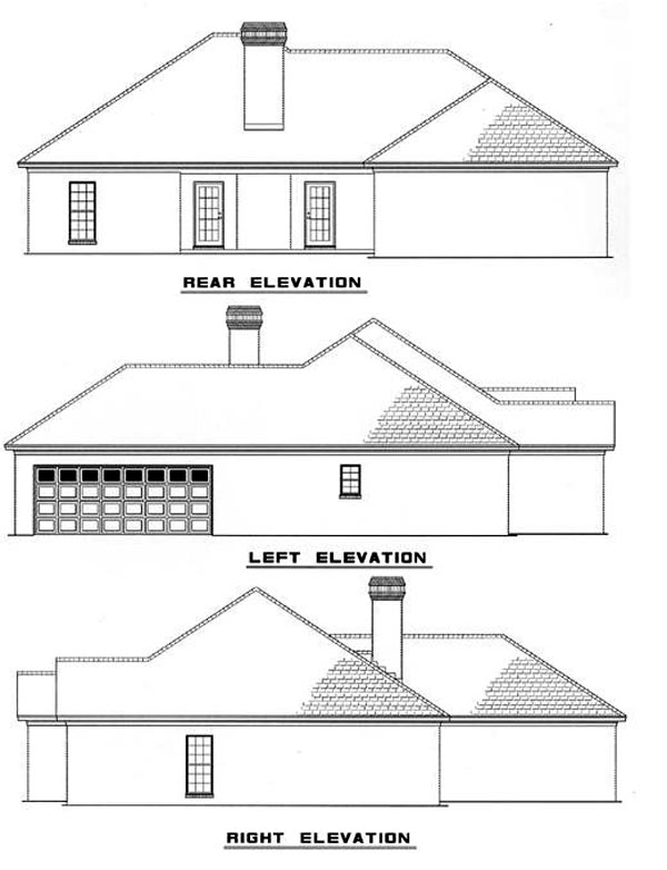 European Traditional Rear Elevation of Plan 82075