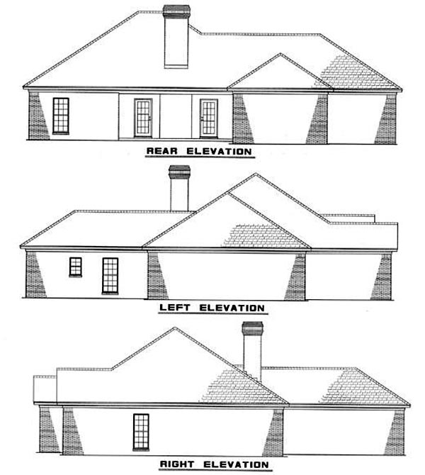 Traditional Rear Elevation of Plan 82076