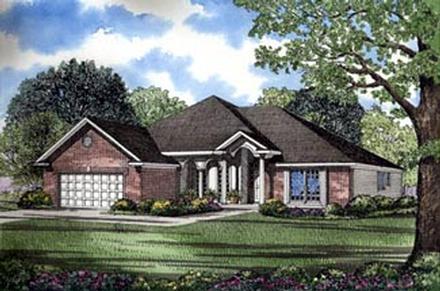 European One-Story Elevation of Plan 82077