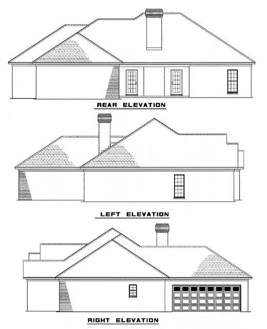 Traditional Rear Elevation of Plan 82081