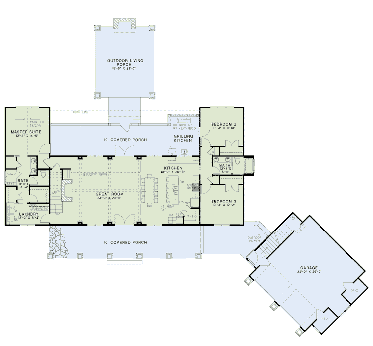 Country Craftsman Farmhouse Level One of Plan 82085
