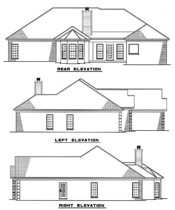 European Rear Elevation of Plan 82091