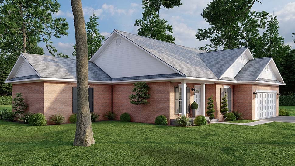 Traditional Plan with 1562 Sq. Ft., 4 Bedrooms, 2 Bathrooms, 2 Car Garage Picture 4