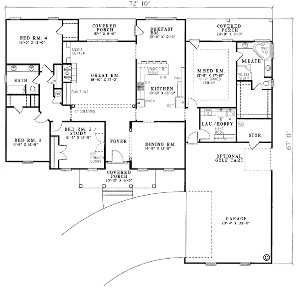 Ranch Traditional Level One of Plan 82096