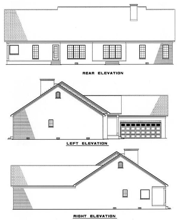 Ranch Traditional Rear Elevation of Plan 82096