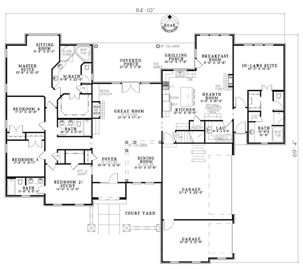 Craftsman Italian Mediterranean Level One of Plan 82117