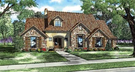 Italian Mediterranean Tuscan Elevation of Plan 82118