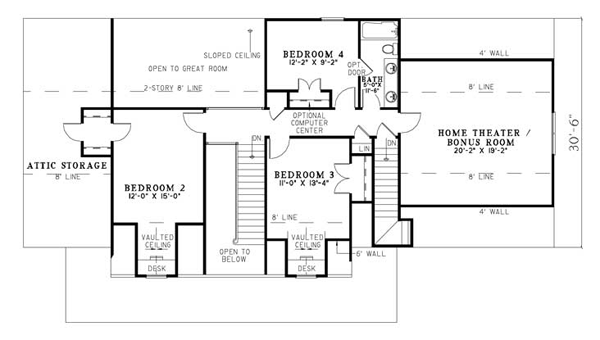 Country Farmhouse Level Two of Plan 82123