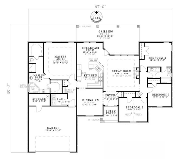 One-Story Traditional Level One of Plan 82134