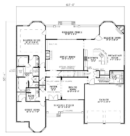 House Plan 82154 First Level Plan